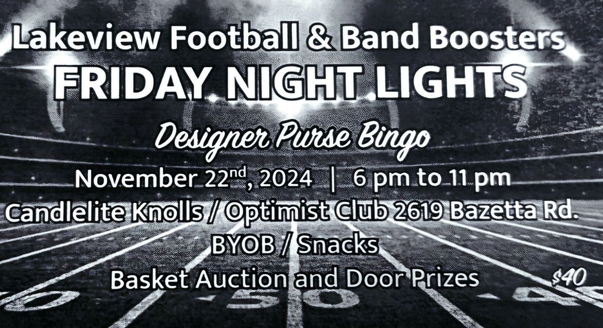 Lakeview Band & Football Friday Night Lights Designer Purse Bingo