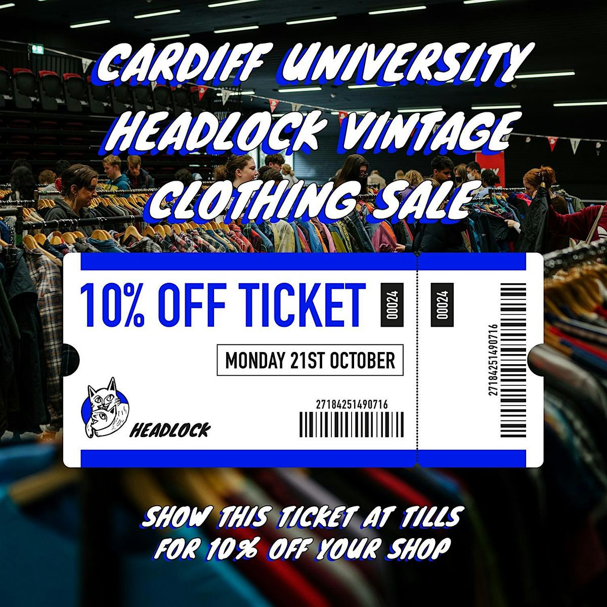 Cardiff Students Union Headlock Vintage Clothing Sale