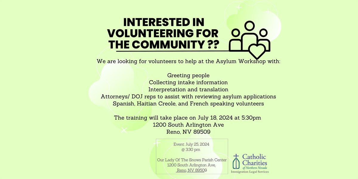 Attend the Volunteer Training to Assist With the Asylum Workshop