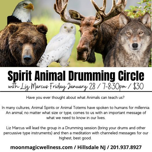 Spirit Animal Drumming Circle with Liz Marcus, Moon Magic Wellness,  Hillsdale, 28 January 2022
