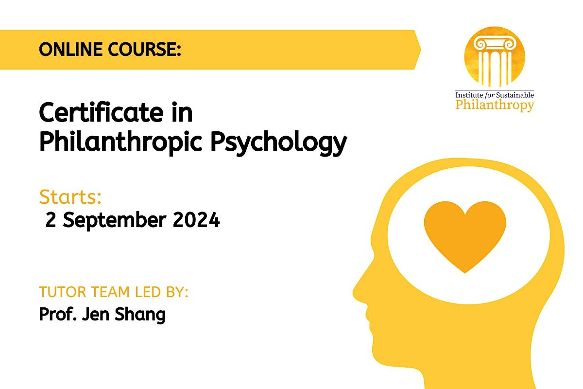 Certificate in Philanthropic Psychology  (2nd September 2024)