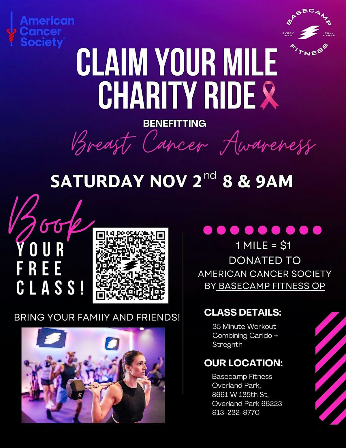 Basecamp Fitness Charity Ride for Breast Cancer Awareness