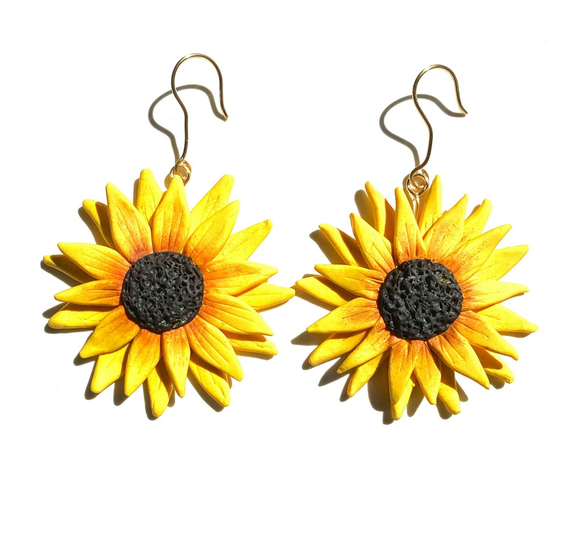 Polymer Clay Sculpting, Sunflower Earrings