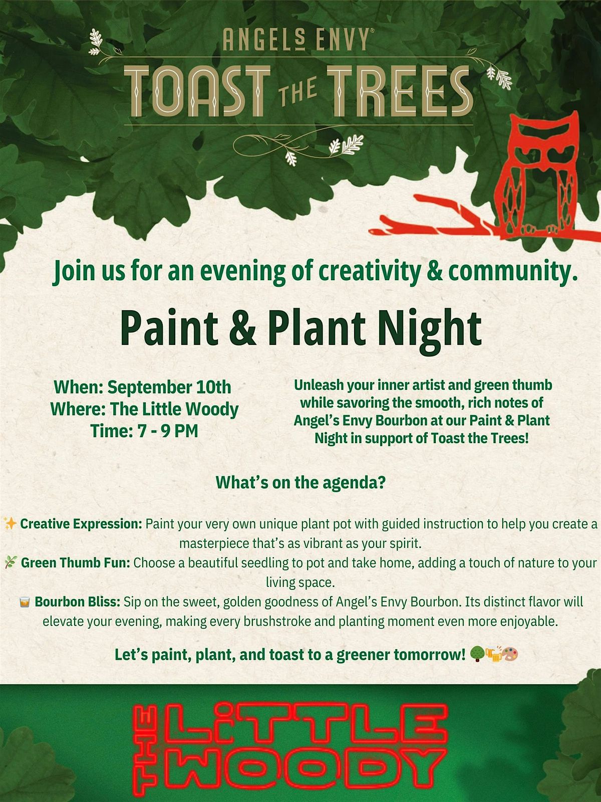 Angel's Envy Toast the Trees Paint & Plant Night