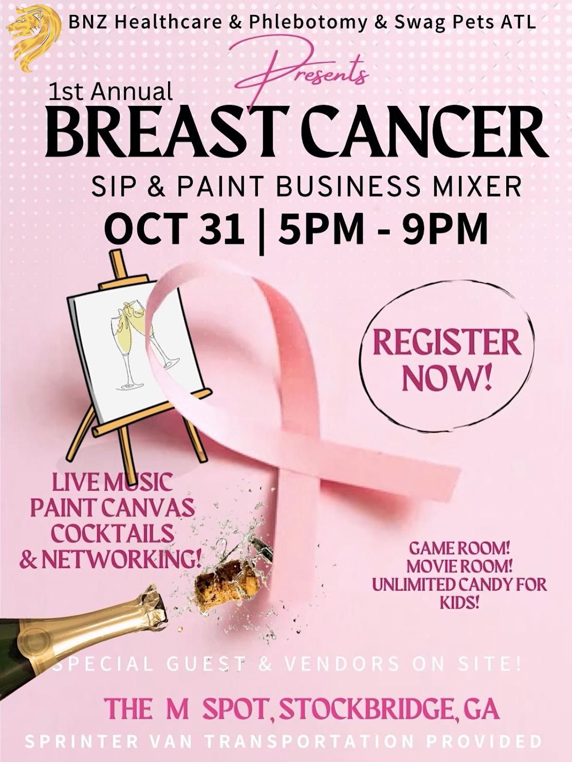 1st Annual Breast Cancer Sip and Paint Business Mixer, Stockbridge