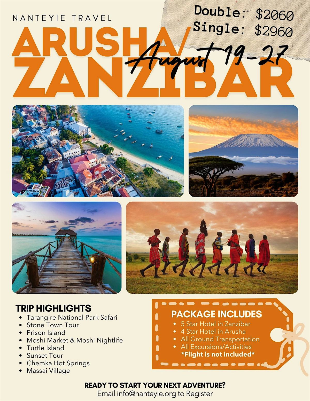 Travel to Arusha and Zanzibar with Nanteyie