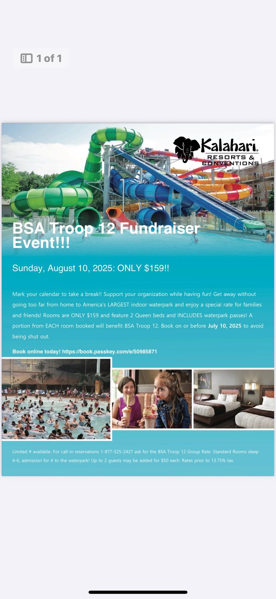 BSA Troop 12 Kalahari Fundraiser Trip