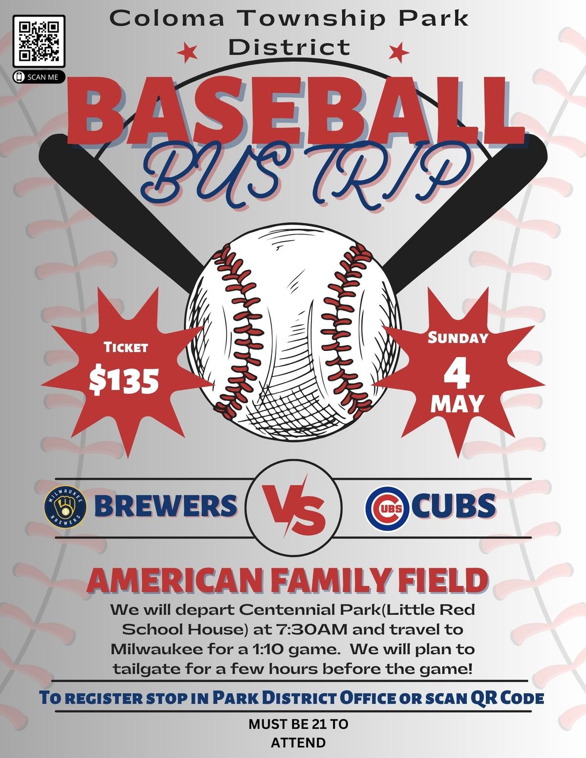 Brewers\/Cubs Adult Bus Trip 2025