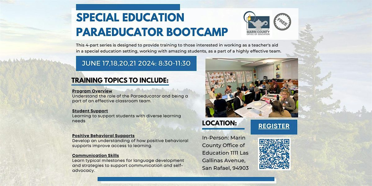 4 Part Series Special Education Paraeducator Bootcamp- June 17, 18, 20, 21