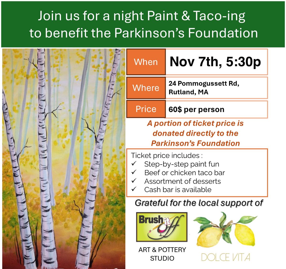 Brushes and Tacos for Parkinson\u2019s 