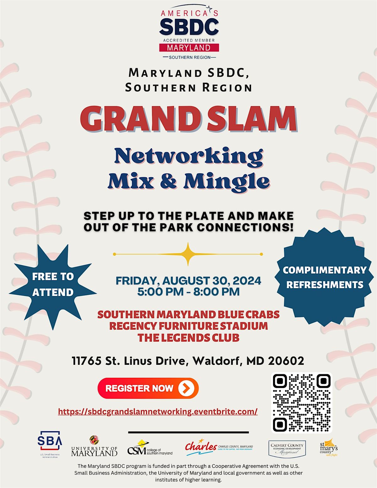 Maryland SBDC, Southern Region Grand Slam Networking Mix & Mingle
