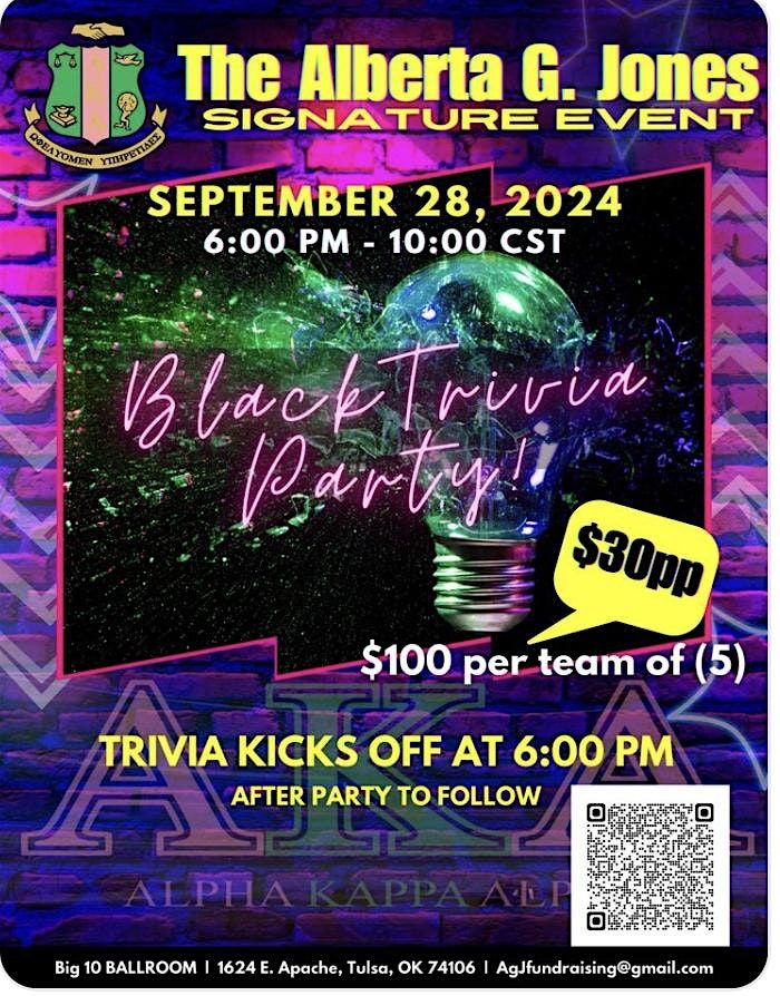 SPONSORSHIPS - BLACK TRIVIA PARTY - ALPHA CHI OMEGA CHAPTER - FUNDRAISER