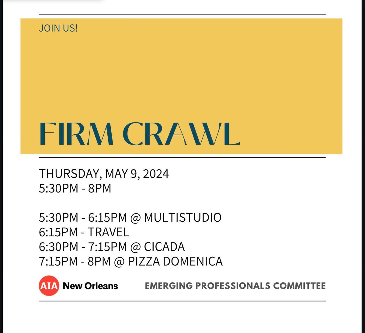 Springtime Firm Crawl: Emerging Professionals Committee