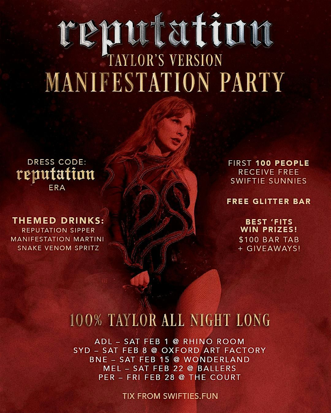 Reputation TV Manifestation Party - Taylor Swift Night - Adelaide