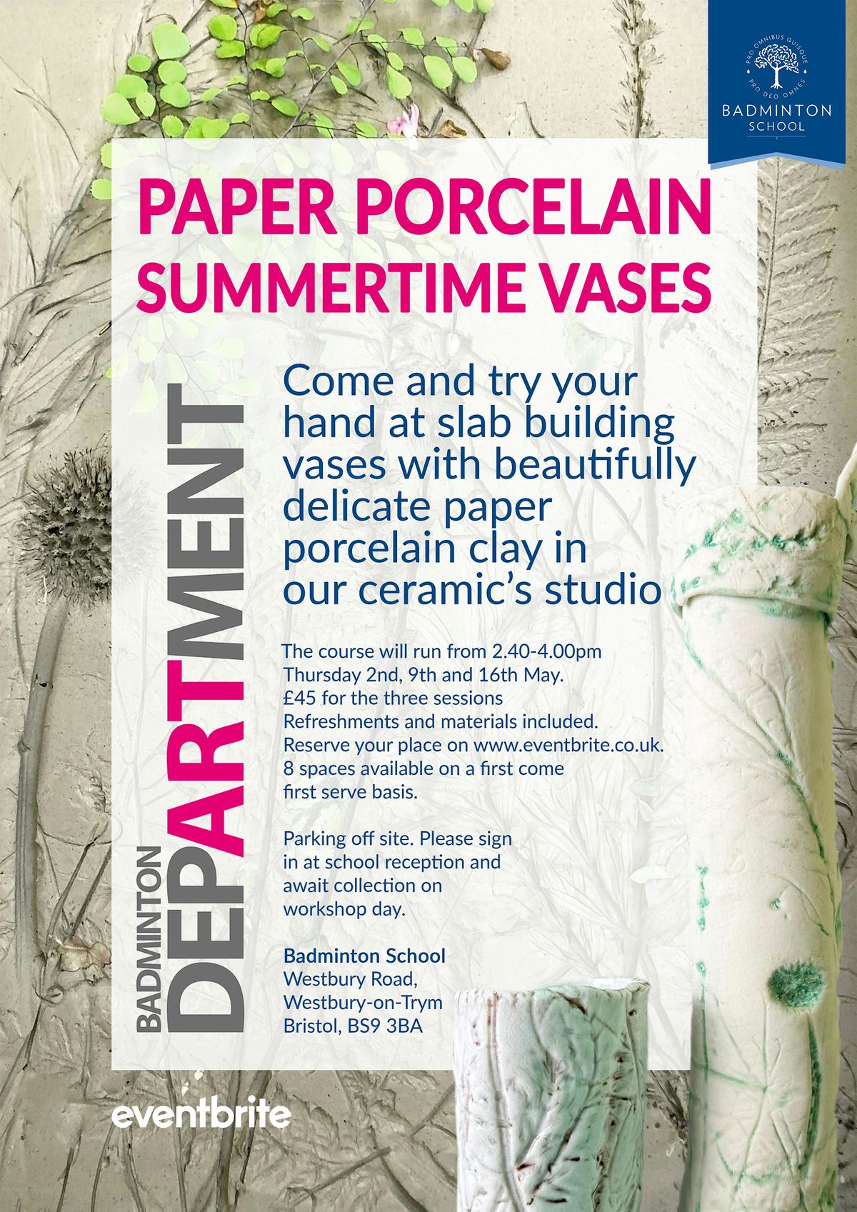 Community Art Workshop: Paper Porcelain Summertime Vases
