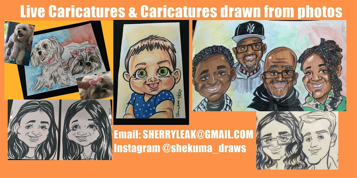 Live Caricatures drawn from photos for St Patrick's & Easter Gifts