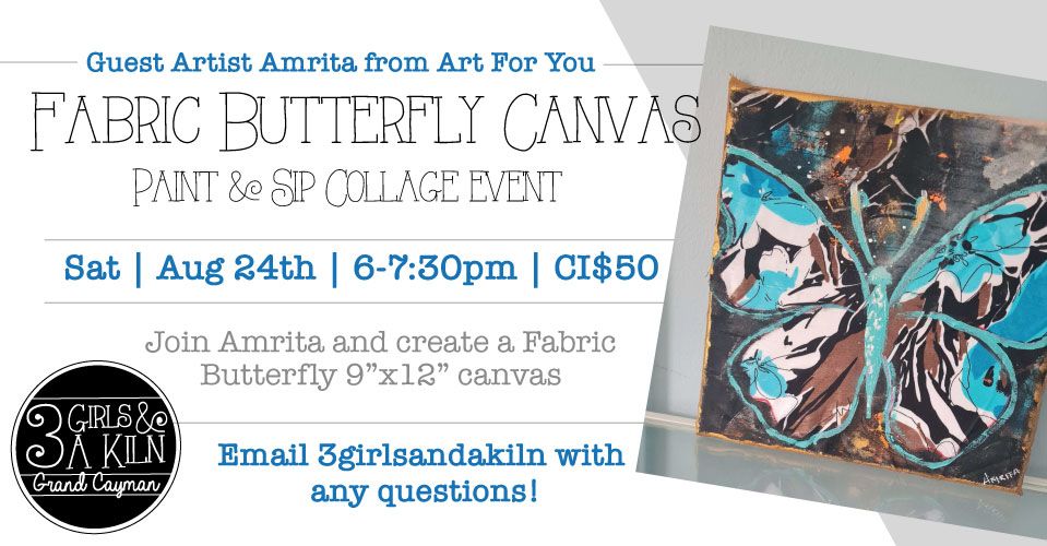 Paint & Sip w\/Amrita from Art for You | Fabric Butterfly Canvas 