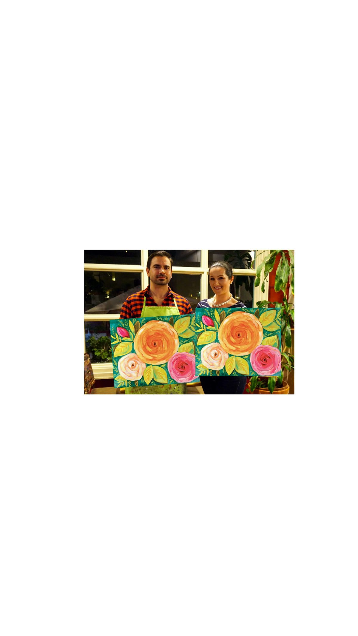 Abstract Roses-Glow in the dark on canvas for couples - paint with Marian