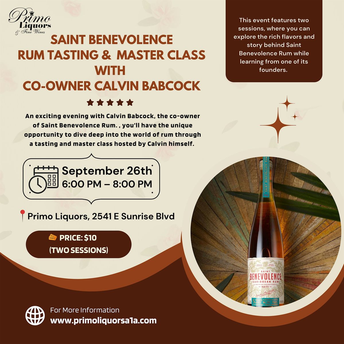 Saint Benevolence Rum Tasting & Master Class with Co-owner Calvin Babcock