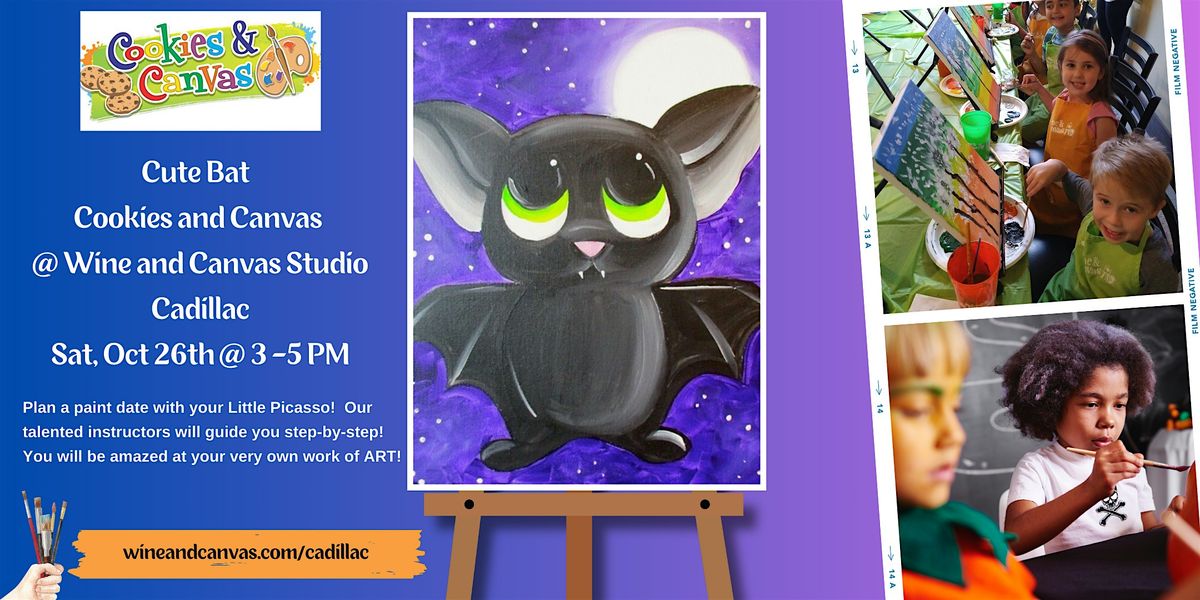 Cute Bat - Cookies and Canvas - Kids Paint Event Cadillac