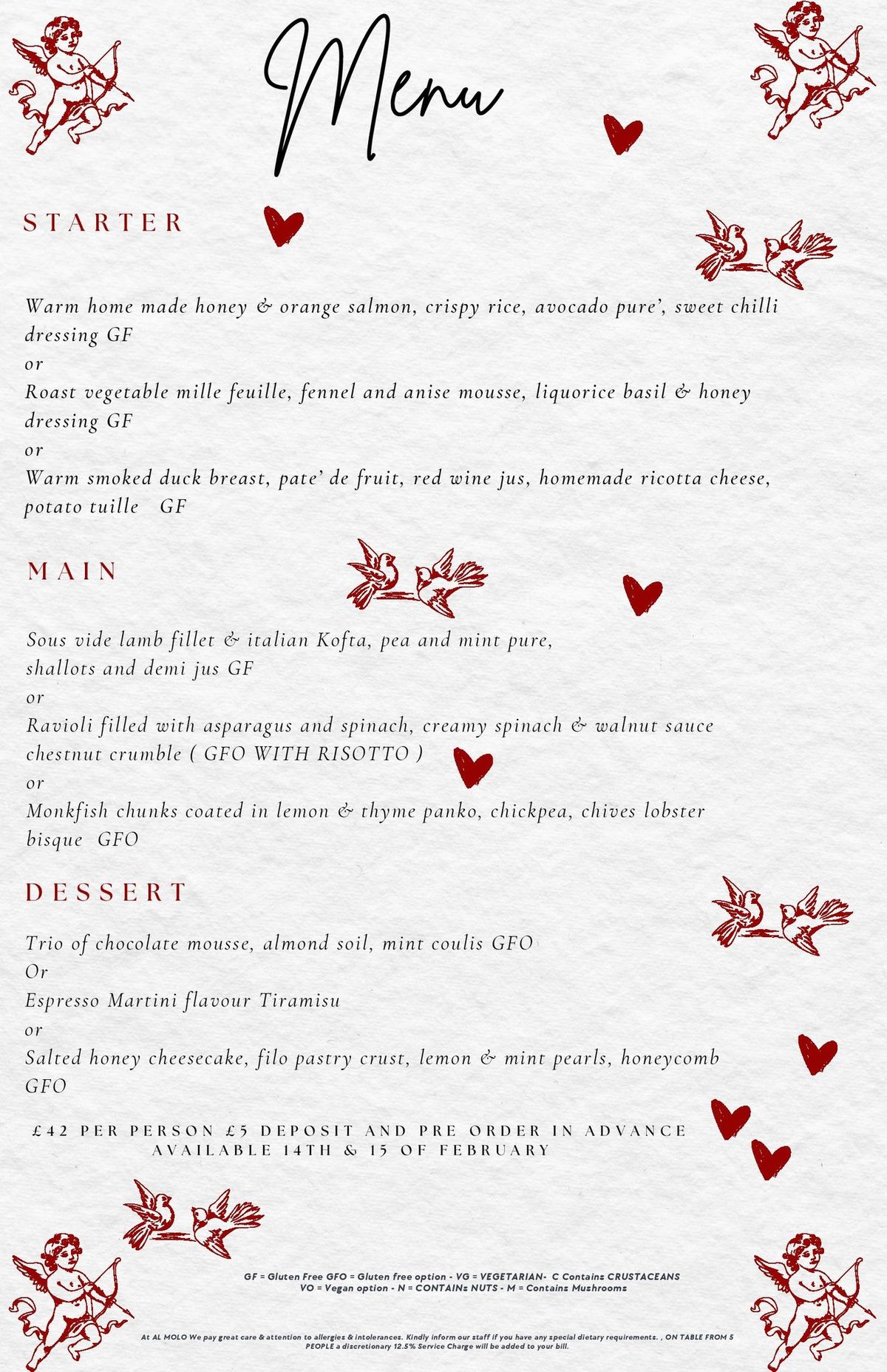 Al Molo Valentine's Menu