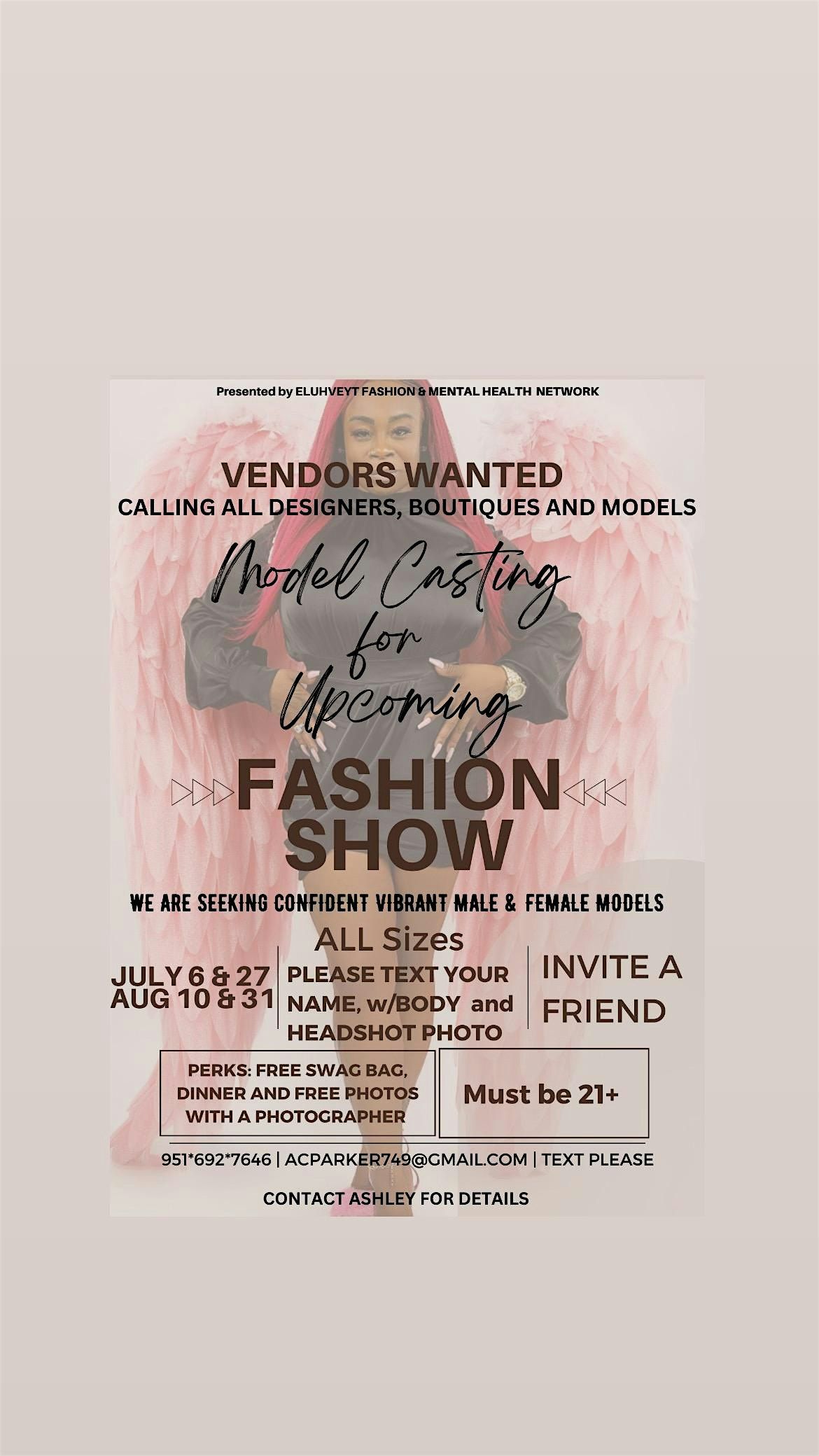 ATL FASHION DESIGNERS & VENDORS, & MALE & FEMALE MODELS