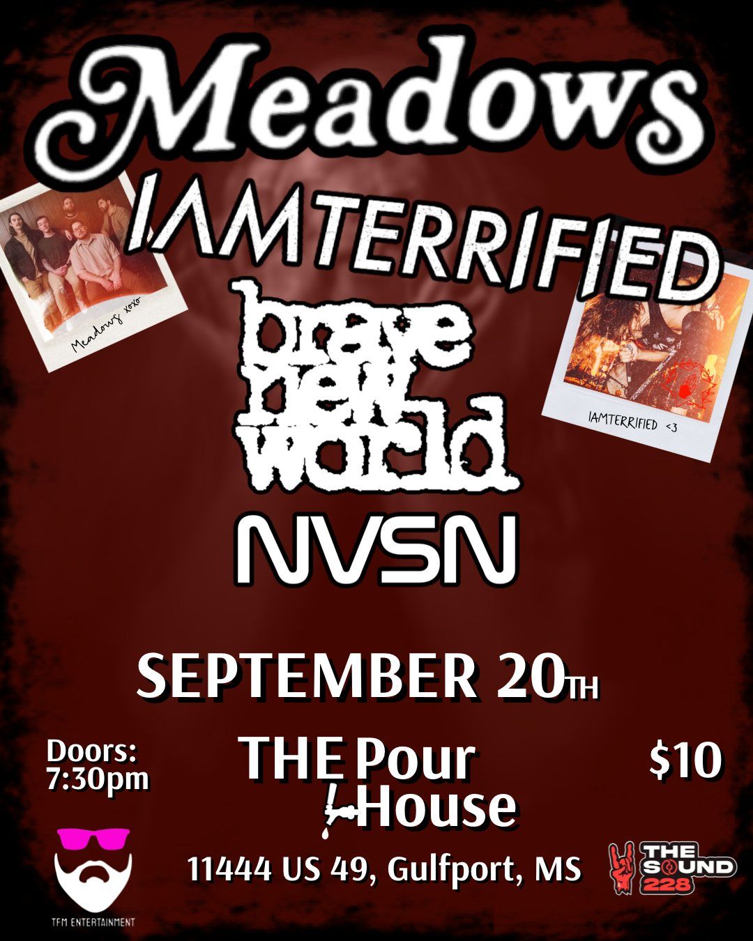 Meadows, IAMTERRIFIED, NVSN, Brave New World at THE POUR HOUSE!