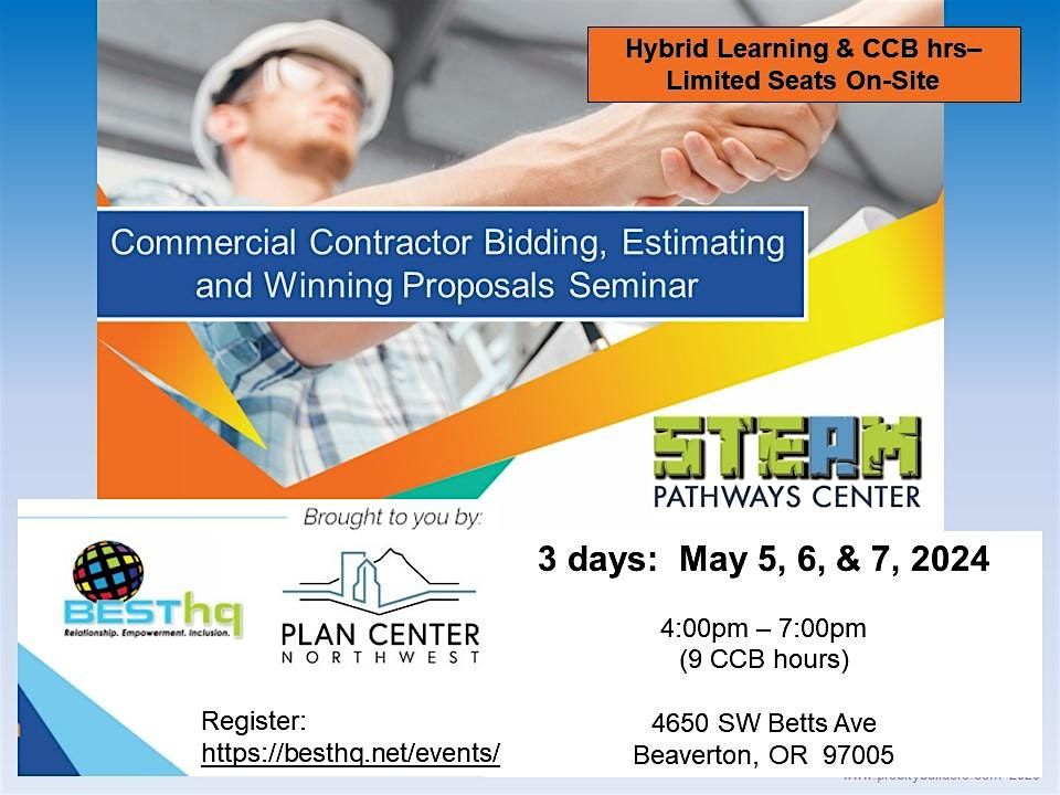 3 Day- Hybrid: Commercial Contractor Bidding & Proposals Seminar (5\/7-5\/9)