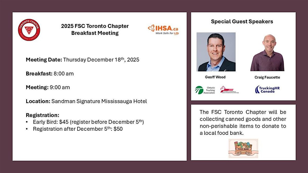 Fleet Safety Council: 2025Toronto Chapter December Breakfast Meeting
