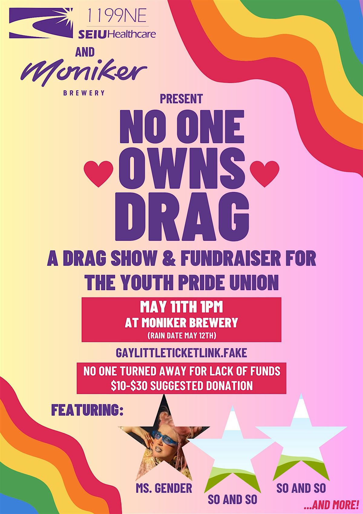 No One Owns Drag: A Drag Show and Youth Pride Inc. Union Fundraiser