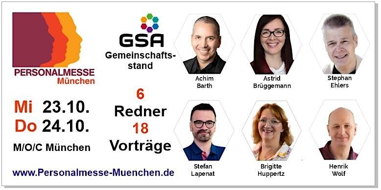 6 Speaker der GSA  mit 18 Vortr\u00e4gen auf der Personalmesse M\u00fcnchen