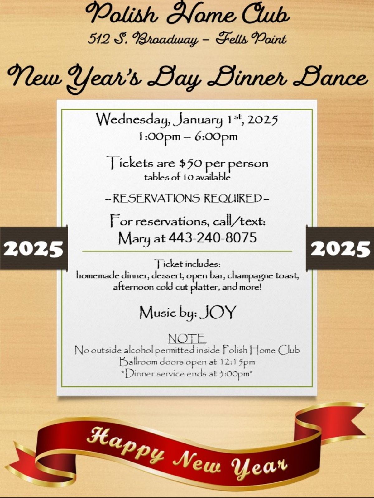 New Year\u2019s Day Dinner Dance at the PHC