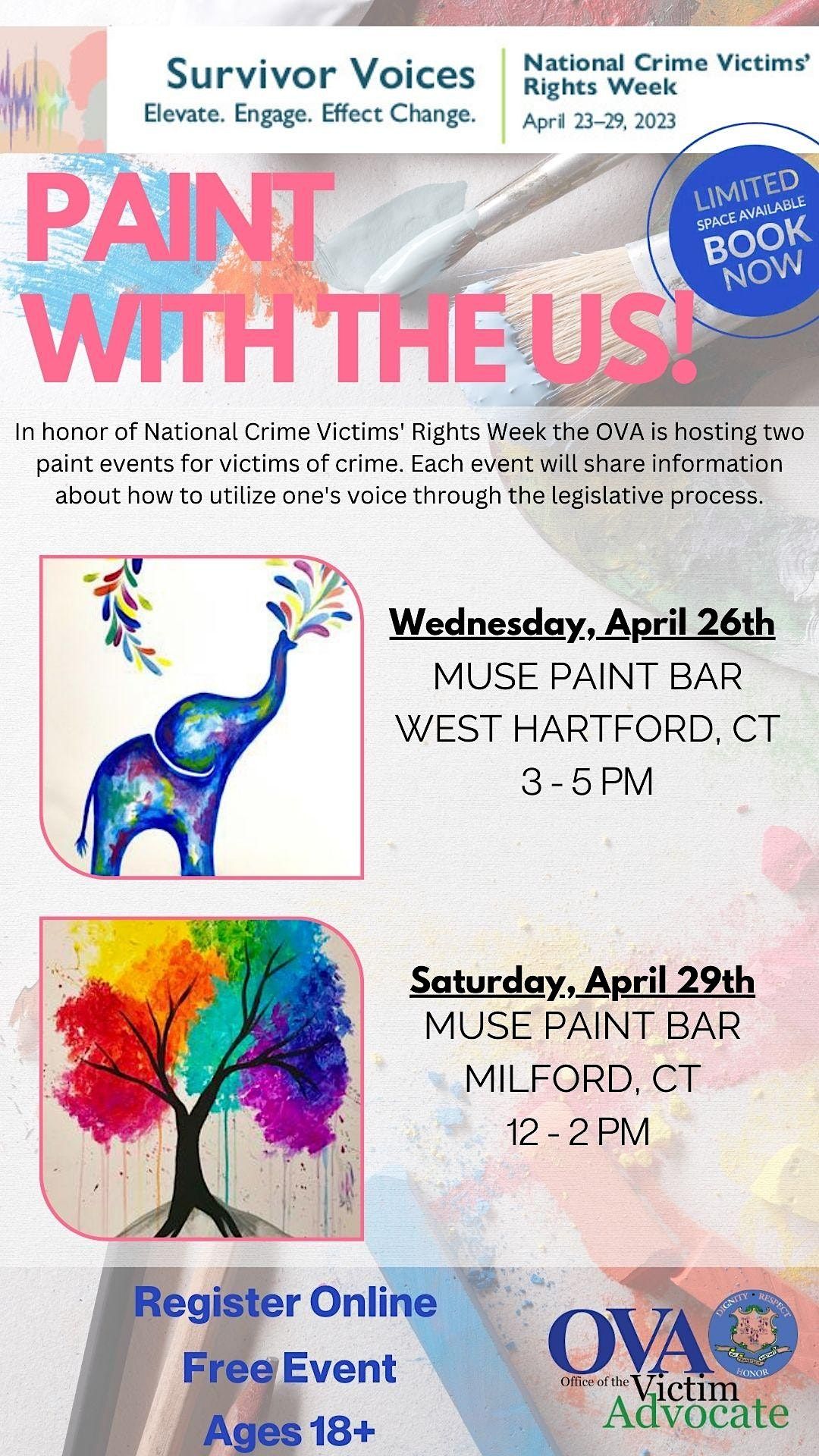 CT OVA National Crime Victims Rights Week Paint Night, Muse Paintbar