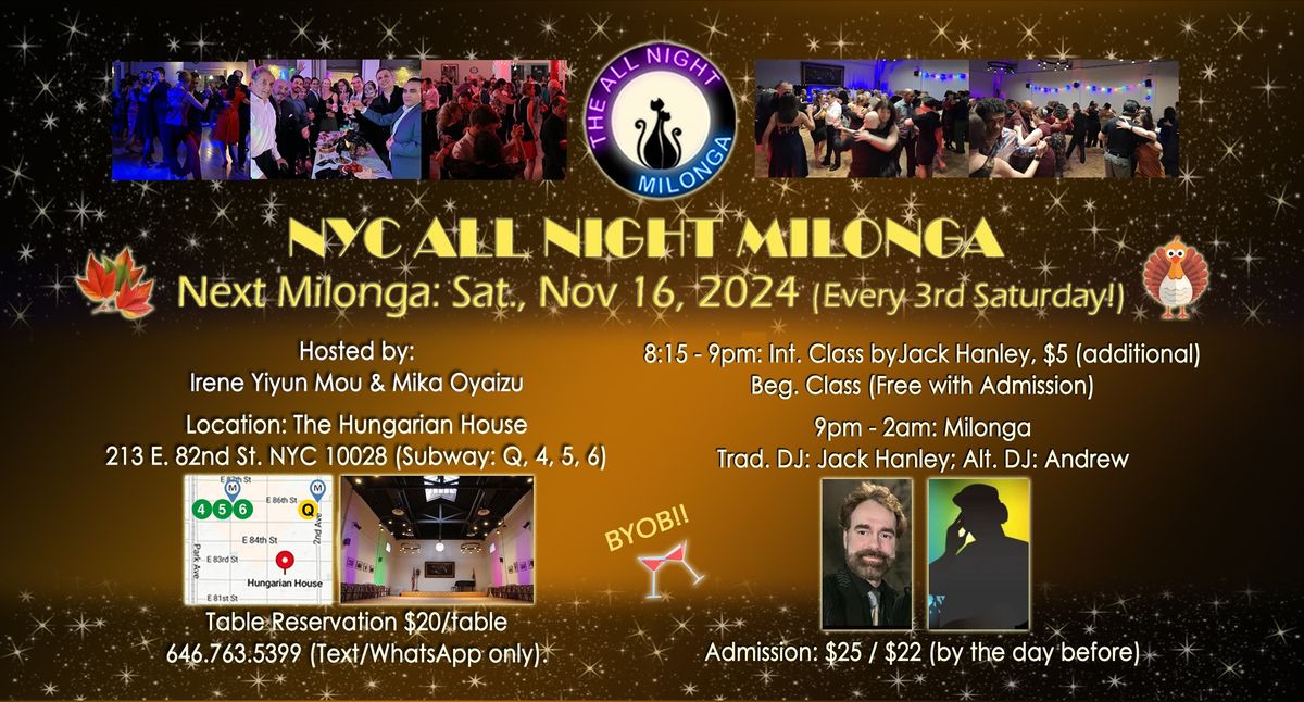 Nov 16 All Night Milonga @ Hungarian House