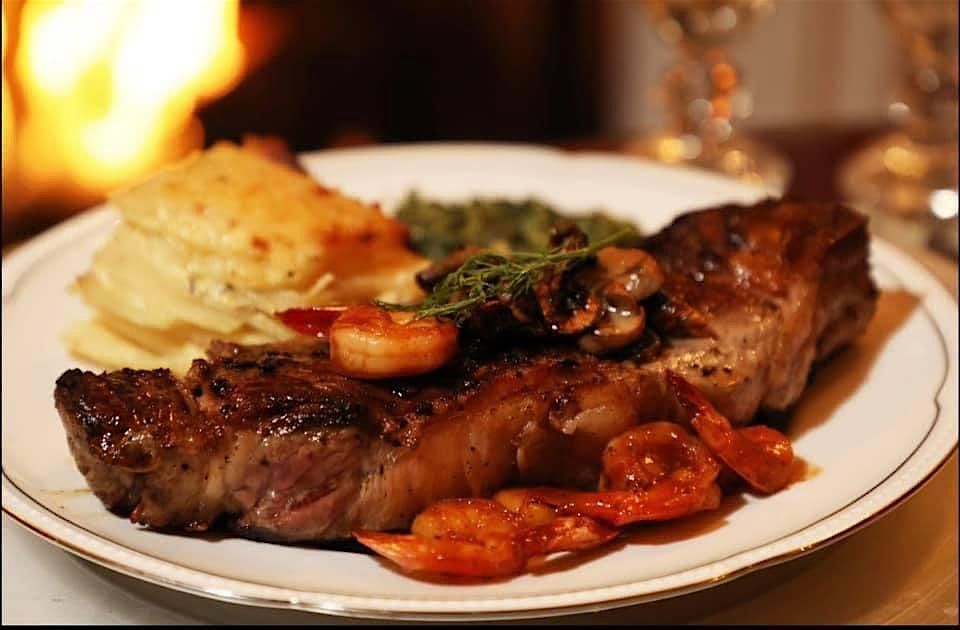 Romantic Steak Holiday Dinner at the Mathis House