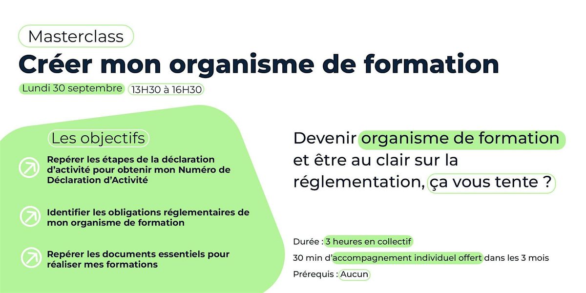 Cr\u00e9er mon Organisme de Formation \/ Masterclass Formation Professionnelle