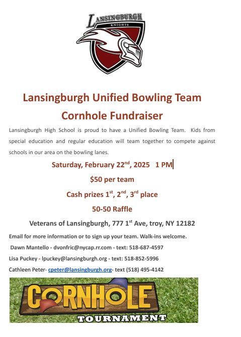 Lansingburgh Unified Bowling Team Cornhole Fundraiser 