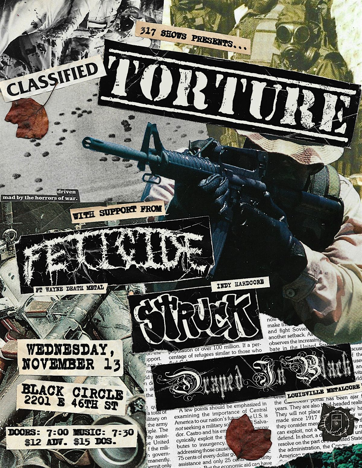 TORTURE AT BLACK CIRCLE + FETICIDE \/ STRUCK \/ DRAPED IN BLACK