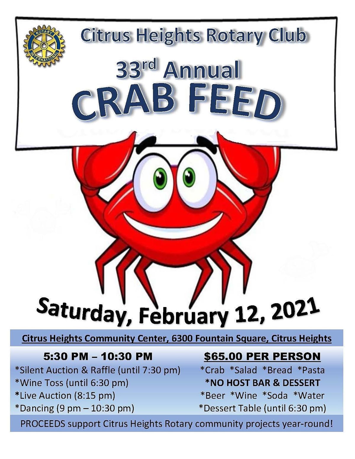 2022 Citrus Heights Rotary Crab Feed, Citrus Heights Community Center ...