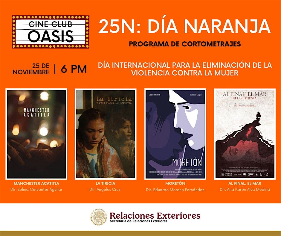 Cine Club Oasis presenta "25N: D\u00eda Naranja": Cortos y conversatorio