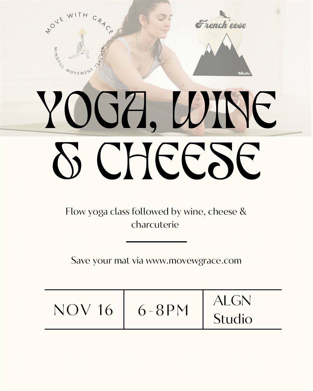 Yoga, wine & cheese