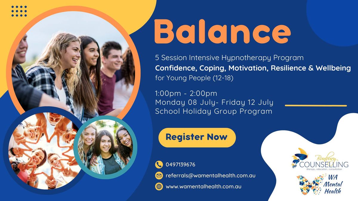 Balance: 5 Session Intensive Hypnotherapy Program for Young People (12-18)
