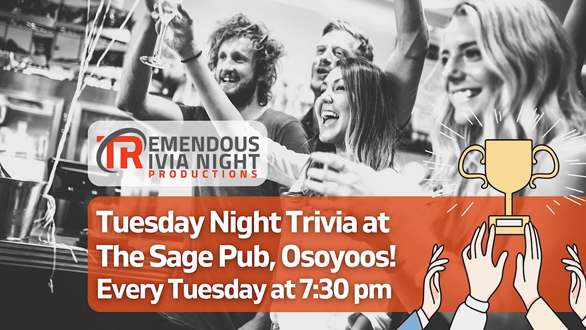 Osoyoos The Sage Pub Tuesday Night Trivia!