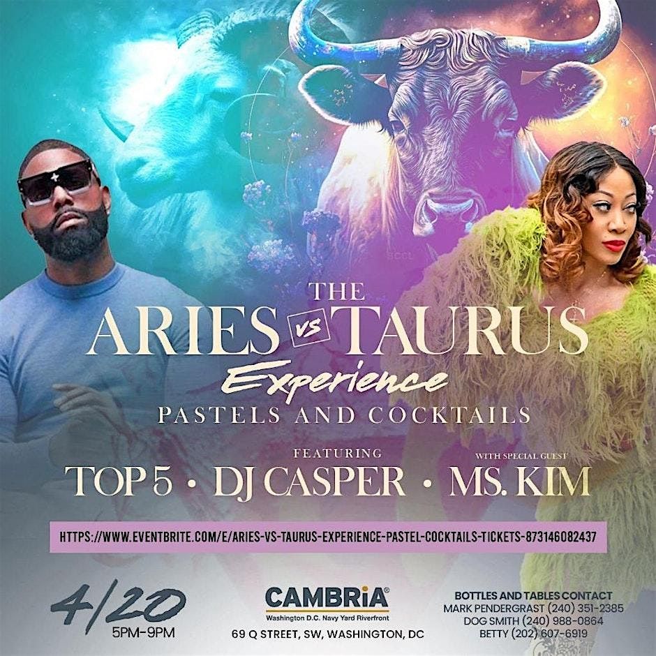 Aries vs Taurus Experience Pastel & Cocktails - Saturday, April 20