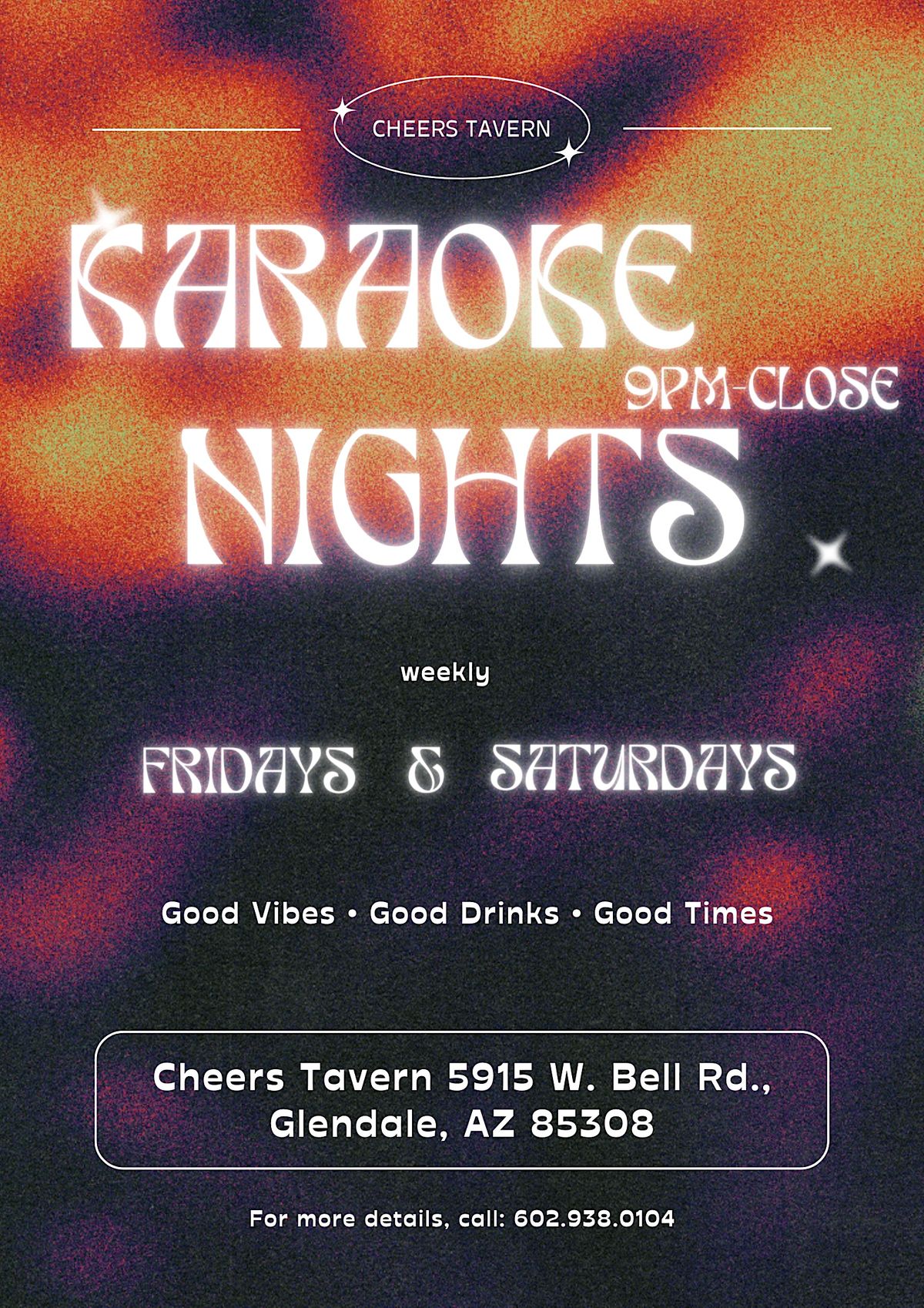 Karaoke: Friday & Saturday Nights at Cheers Tavern - hosted by DJ AJ!