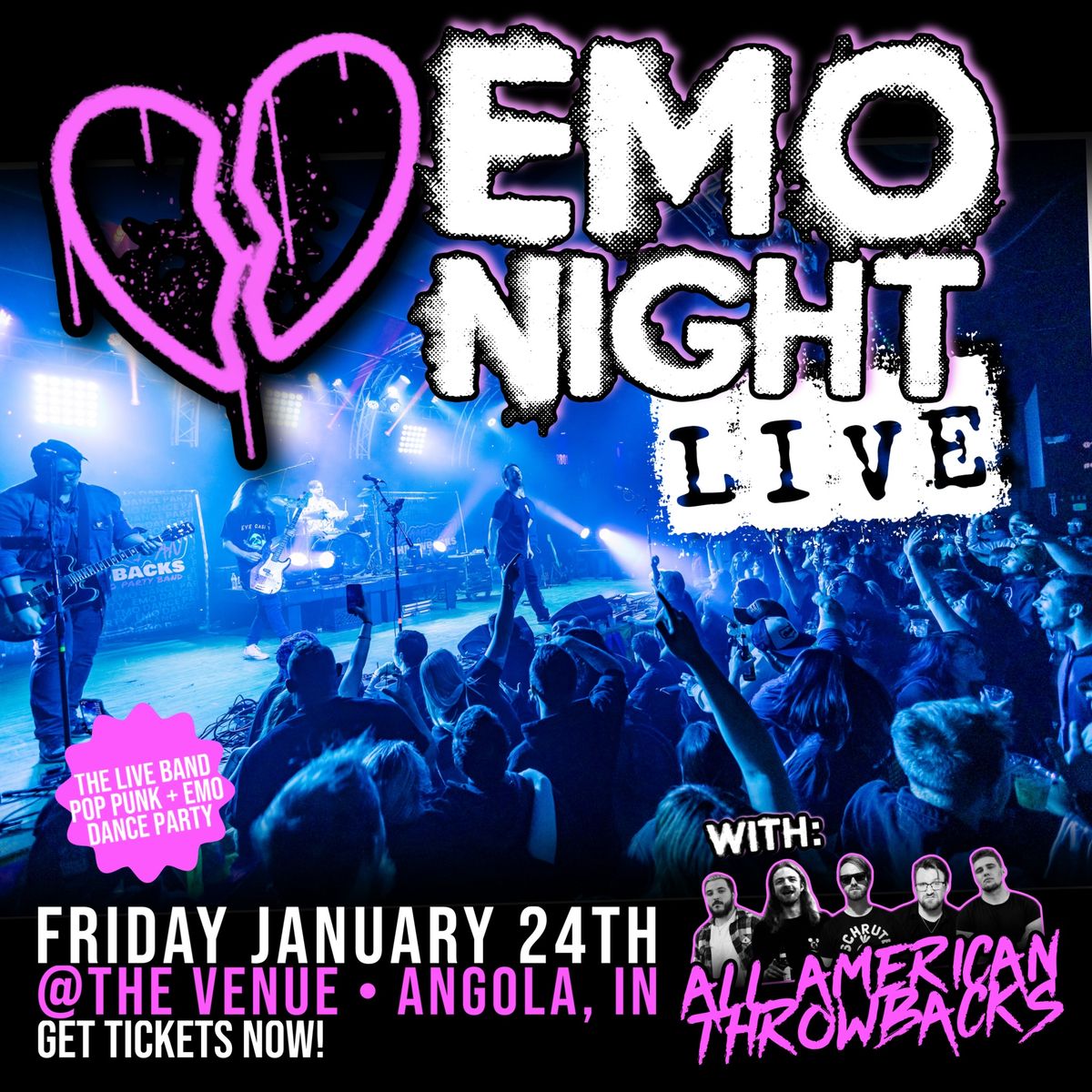 Emo Night LIVE w\/ All American Throwbacks @ The Venue | Angola, IN