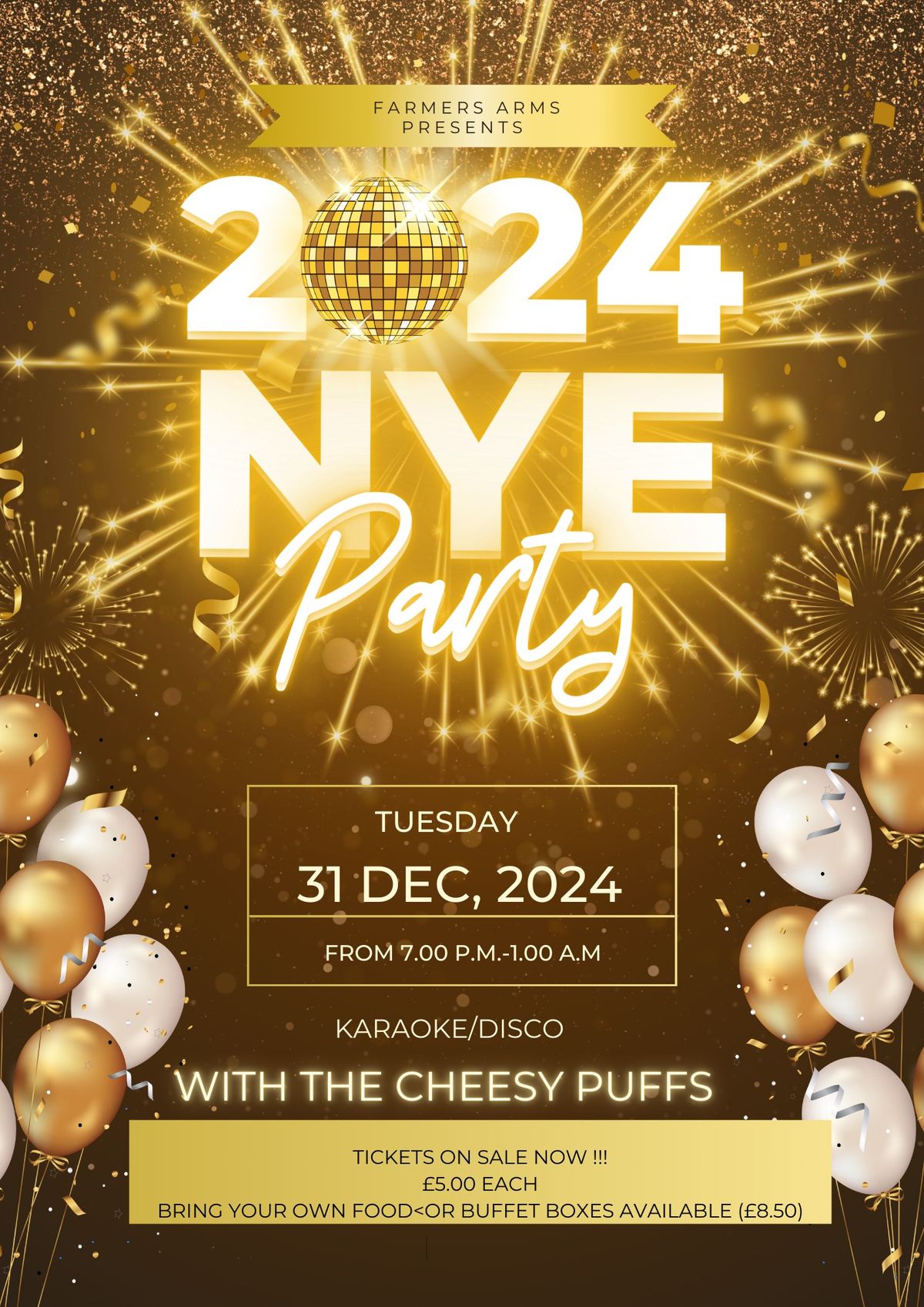 NEW YEARS EVE PARTY with'THE CHEESY PUFFS KARAOKE \/DISCO NIGHT