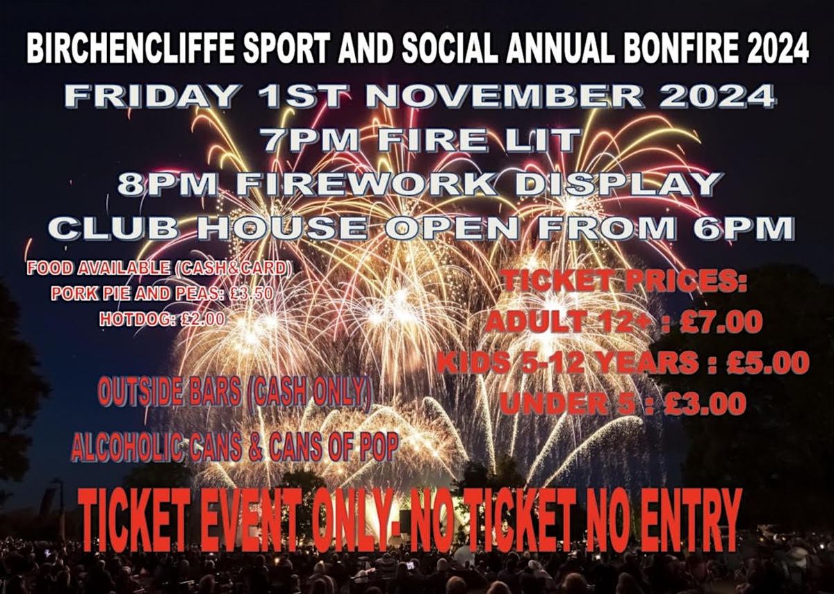 Birchencliffe Sport and Social Annual Bonfire 2024