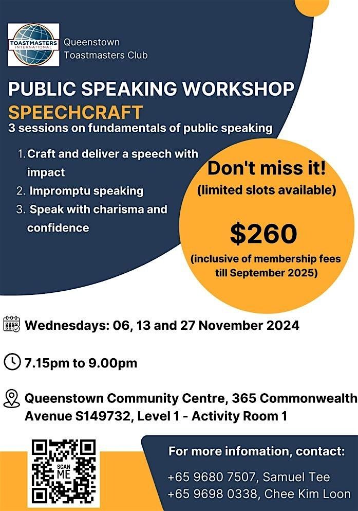 Queenstown Toastmaster Speechcraft Workshop 6 Nov