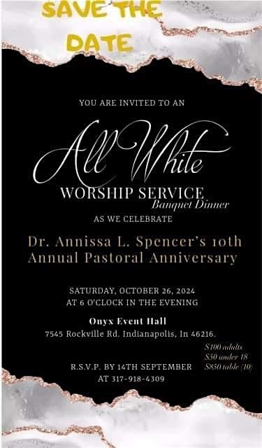 Worship in White  10th Year Pastoral Anniversary Banquet